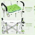 HOMCOM EVA Padded Shower Chair for the Elderly and Disabled, Height Adjustable Shower Stool with Back and Arms, 4 Suction Foot Pads, Green - 4