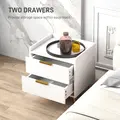 HOMCOM Elegant Two-Drawer Bedside Table Set of 2 - White - 5