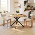 HOMCOM Dining Table for 4, 120 cm Industrial Kitchen Table with Wood Effect Tabletop and Steel Legs, Oak - 2