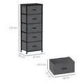HOMCOM Fabric Chest of Drawers, Industrial Bedroom Dresser with 5 Fabric Drawers, Steel Frame and Wooden Top for Nursery, Living Room, Hallway, Dark Grey - 3