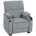HOMCOM Electric Massage Recliner Armchair with Vibration, Heat, Whisper-Quiet Motor, Memory Function, Velvet Power Reclining Chair with Spring Pack, USB Port, Footrest, Side Pocket, Cup Holders, Grey - 1