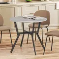 HOMCOM Dining Table, Round Kitchen Table with Black Legs, Anti-slip Foot Pads for Living Room, Dining Room 90 x 76 cm, Grey - 9