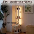 HOMCOM Floor Lamp with Shelves, LED Column Modern Standing Lamp with Fabric Drawer, Adjustable Brightness, Foot Switch for Living Room, Bedroom, Office, White - 4