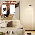 HOMCOM Floor Lamp for Living Room with Glass Lampshade, Modern Standing Lamp with Foot Switch for Bedroom, Bulb not Included, Black - 5