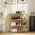 HOMCOM Four-Tier Folding Bamboo Shoe Rack - Natural Finish - 2