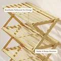 HOMCOM Five-Tier Folding Bamboo Shoe Rack - Natural Finish - 7