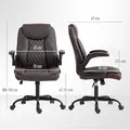 HOMCOM Faux Leather Office Chair. with Flip-Up Armrests - Brown - 3