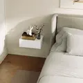 HOMCOM Floating Bedside Table, Wall-Mounted Nightstand with Storage Drawer, Small Side End Table for Bedroom, White - 9