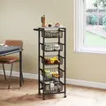 HOMCOM Five Basket Mobile Kitchen Island, with Brakes - Grey/Black - 7