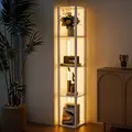 HOMCOM Floor Lamp with Shelves and 3 Brightness Levels - White - 2
