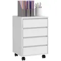 HOMCOM Four-Drawer Office Filing Cabinet, with Wheels - White - 1