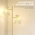 HOMCOM Floor Lamp with Adjustable Dual Head, Modern Standing Lamp with Floral Glass Shades and Foot Switch for Living Room Bedroom, E27 Socket, Bulb Not Included, Gold Tone - 4