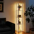 HOMCOM Floor Lamp with Shelves and 3 Brightness Levels - White - 8