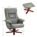 HOMCOM Faux Microfibre Leather Manual Recliner and Footstool Set - Grey - 3