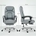 HOMCOM Faux Leather Reclining Office Chair, with Footrest - Grey - 3