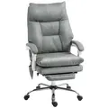 HOMCOM Faux Leather Office Chair, with Inflatable Lumbar - Grey - 1