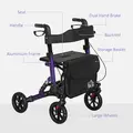 HOMCOM Folding Rollator Walker with Seat, Backrest, Lightweight Walking Frame with Storage Bag, Dual Brakes, Adjustable Handle Height, Suspension System, 4 Wheeled Walker for Seniors, Purple - 8
