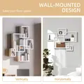 HOMCOM Floating Shelves, Wall Mounted Interlocking Cube Shelves, Display Wall Shelf for Living Room, Bedroom, Hallways, White - 4
