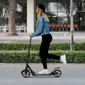 HOMCOM Folding Kick Scooter, Adjustable Ride On Scooter with 200mm Big Wheels and Double Shock Absorption, Urban Scooter for 14+ Teens Adult, Black - 2