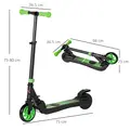 HOMCOM Folding Electric Scooter with Brake, for Ages 6+ Years, 8km/h Maximum Speed, Green - 3
