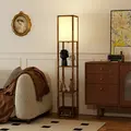 HOMCOM Floor Lamp with Shelves, 4 Layer Standing Lamp with USB Ports, 3 Colour Temperature, Rustic Brown - 8