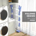 HOMCOM Four-Shelf Collapsing Clothes Horse, With Side Arms and Wheels - Blue - 6