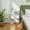 HOMCOM Floating Bedside Table, Wall-Mounted Nightstand with Storage Drawer, Small Side End Table for Bedroom, White - 6