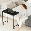 HOMCOM Folding Small Desk on Wheels - Black Wood Effect - 8
