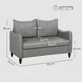 HOMCOM Faux Leather Marble-Effect Two-Seater Sofa - Grey - 3