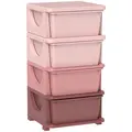 HOMCOM Four-Tier Kids Storage Boxes, with Four Drawers, Pink - 1