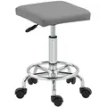 HOMCOM Faux Leather Padded Salon Stool - Grey - 1