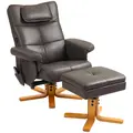HOMCOM Faux Leather Massage Recliner Chair, with Storage Ottoman - Brown - 1