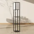 HOMCOM Floor Lamp with Shelves, 3 Layer Column Modern Standing Lamp for Living Room, Bedroom, Office, Bulb not Included, Black - 3