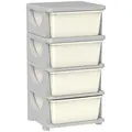 HOMCOM Four-Tier Kids Storage Boxes, with Four Drawers - White - 1