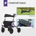 HOMCOM Folding Adjustable Rollator with Dual Brakes & 6 Adjustable Handle Heights for Seniors Purple - 4