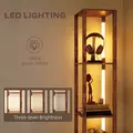 HOMCOM Floor Lamp with Shelves, LED Column Modern Standing Lamp with Fabric Drawer, Adjustable Brightness, Foot Switch for Living Room, Bedroom, Office, Rustic Brown - 5