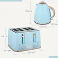 HOMCOM Kettle and Toaster Set, 1.7L 3000W Fast Boil Jug Kettle, 4 Slice Toaster with 7 Level Browning Controls, Light Blue - 3