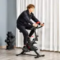 HOMCOM Indoor Upright Exercise Bike Machine, with Adjustable Seat, Resistance, Handlebar, LCD Display - 2