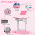 HOMCOM Kids Adjustable Desk and Chair Set, Book Stand, Pen Slot - Pink - 5