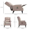 HOMCOM Heated Massage Reclining Armchair Thick Sponge Padded Linen Upholstery Metal Wood Frame Home Luxury Relaxation Beige - 3