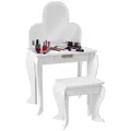 HOMCOM Kids Dressing Table Set, with Mirror and Drawer - White - 1