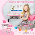 HOMCOM Kids Adjustable Desk and Chair Set, Book Stand, Pen Slot - Pink - 4