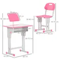 HOMCOM Kids Adjustable Desk and Chair Set, Book Stand, Pen Slot - Pink - 3