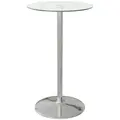 HOMCOM High Top Bar Table, Round Kitchen Table with Tempered Glass Top and Steel Base, Bistro Table for 2 People, Clear - 1