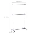 HOMCOM Heavy Duty Clothes Hanger Garment Rail Hanging Display Stand Rack w/ Wheels Adjustable - 3