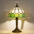 HOMCOM Handmade Art Deco Glass Table Lamp - White/Green - 3