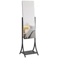 HOMCOM Free Standing Dressing Mirror, Full Length Mirror with Adjustable Angle, Storage Shelf for Living Room, Bedroom, Hallway - 1