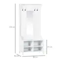 HOMCOM Hallway Furniture Set Shoe Bench Storage Mirror Cabinet Coat Rack Multiple Cubes Hangers Organiser Shelves w/ 4 Hooks - 3
