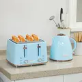 HOMCOM Kettle and Toaster Set, 1.7L 3000W Fast Boil Jug Kettle, 4 Slice Toaster with 7 Level Browning Controls, Light Blue - 2