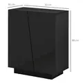 HOMCOM High Gloss Storage Cabinet, Freestanding Storage Cupboard with Adjustable Shelves for Living Room, Bedroom, Hallway, Black - 3